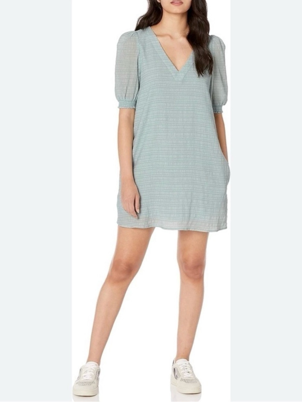 BB Dakota Steve Madden Seafoam Green Puff Sleeve Shift Dress with pockets- S